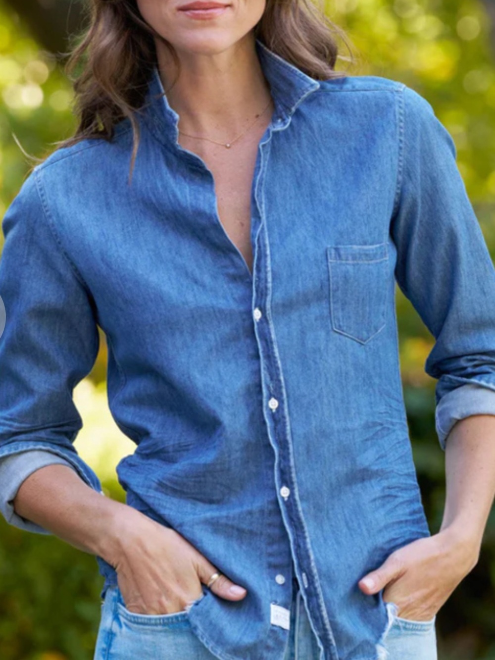 Frank & Eileen Women's Tailored Button Up Shirt, Vintage Stonewashed Indigo, XL